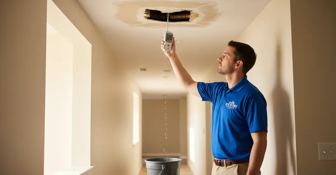 Water damage cleanup after a burst pipe in a northern Illinois home